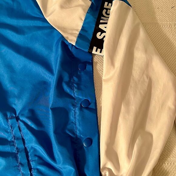 Y2K Rue 21 Savage Blue/White/Blk Medium Hoodie Windbreaker NWOT No String Hoodie - Picture 6 of 7